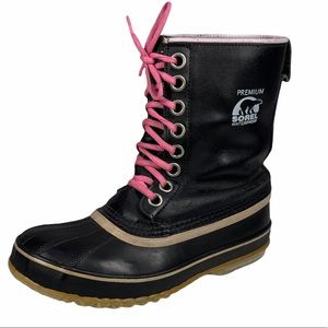 Sorel 1964 Premium Leather Winter Snow Boots Rubber Sole Black Size 6 37